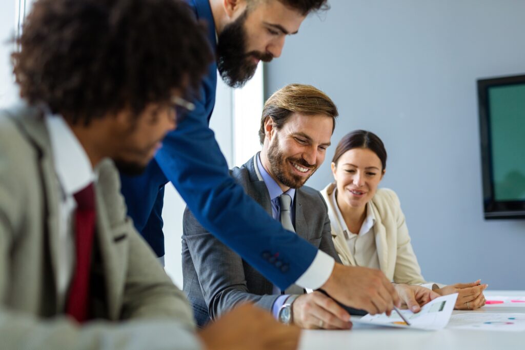 Corporate business team and manager in a meeting